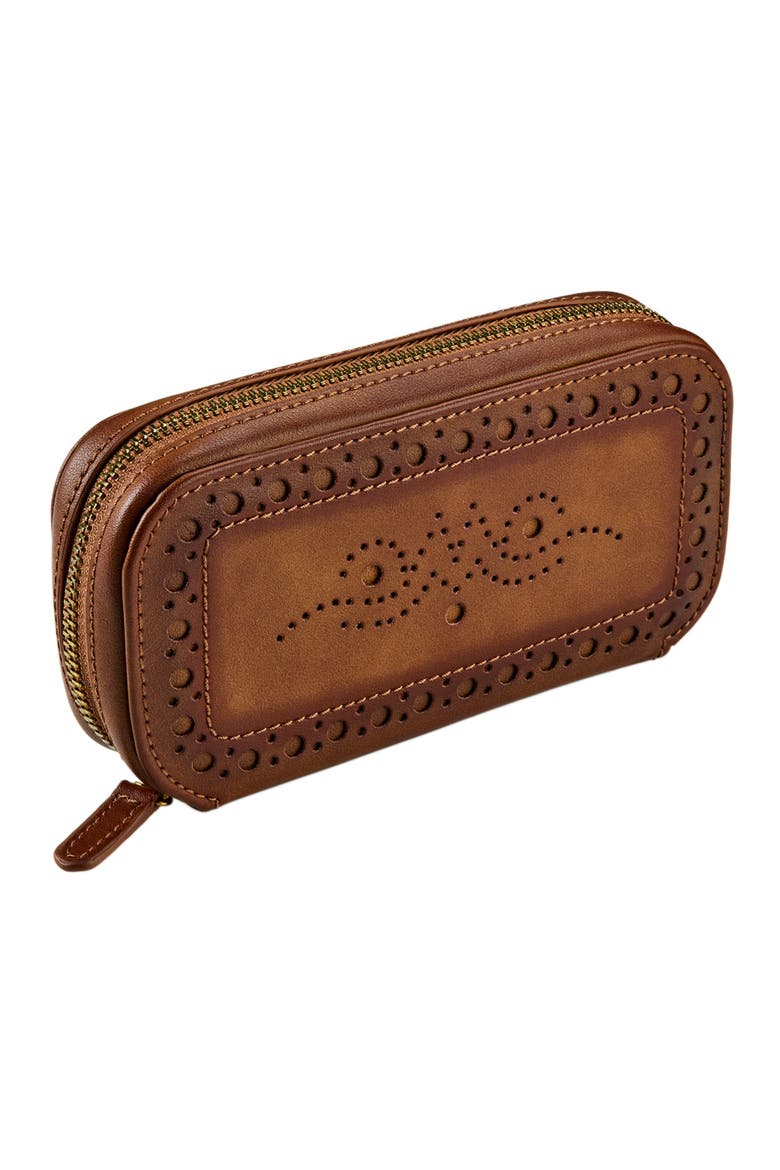Brogue 2 Piece Watch Zip Case, Alternate, color, Burnished Brown