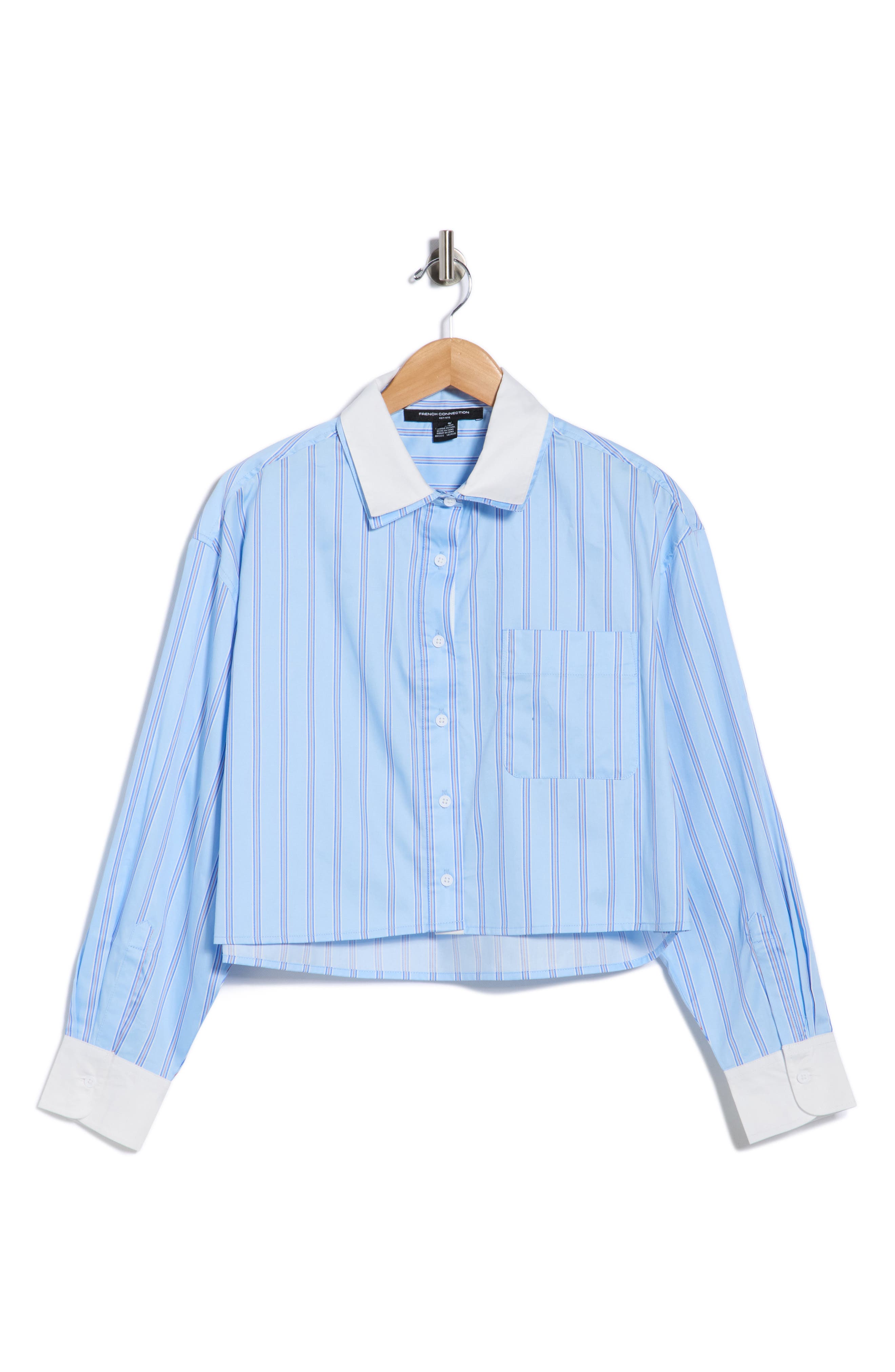 French Connection Long Sleeve Stripe Double Collar Button-Up Shirt