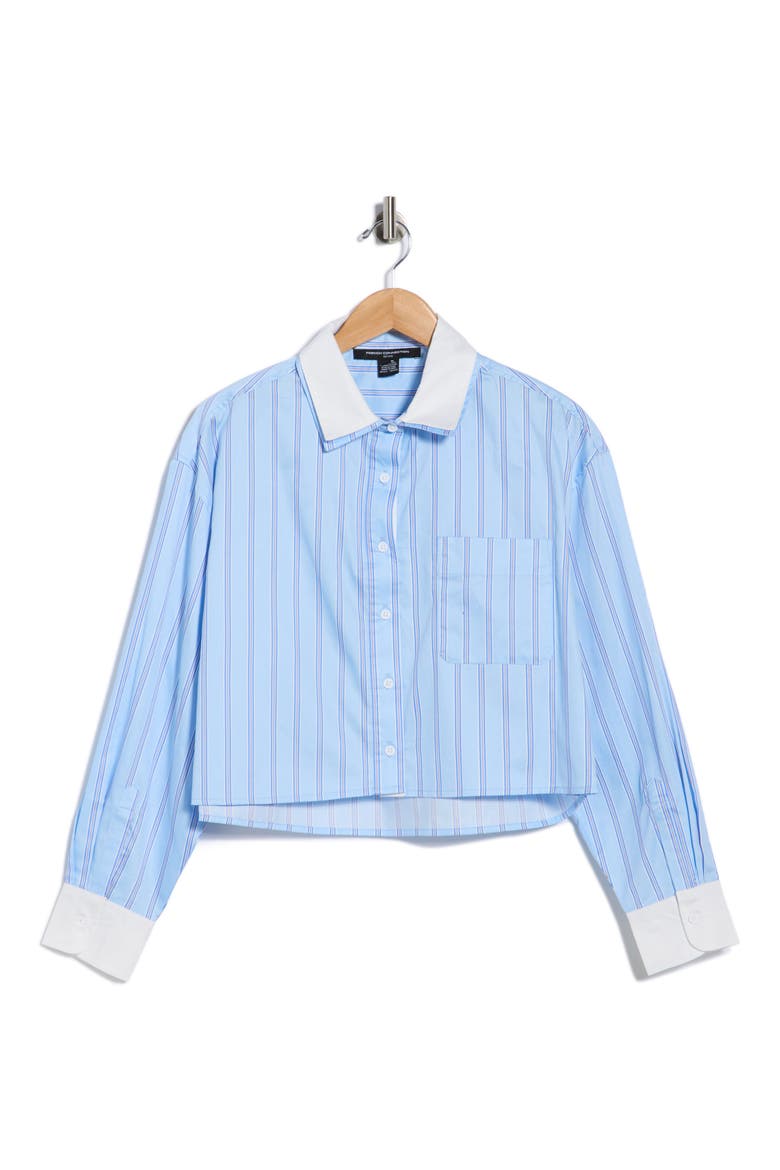 Long Sleeve Stripe Double Collar Button-Up Shirt, Alternate, color, BLUE MULTI STRIPE