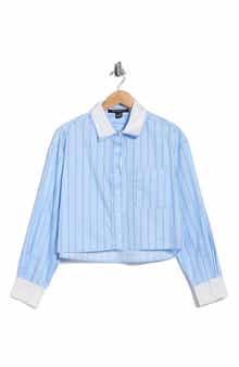 French Connection Long Sleeve Stripe Double Collar Button-Up Shirt