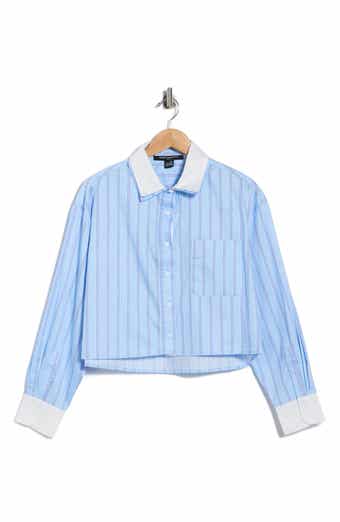 French Connection Long Sleeve Stripe Double Collar Button-Up Shirt