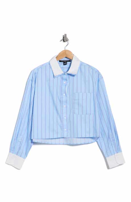 French Connection Long Sleeve Stripe Double Collar Button-Up Shirt
