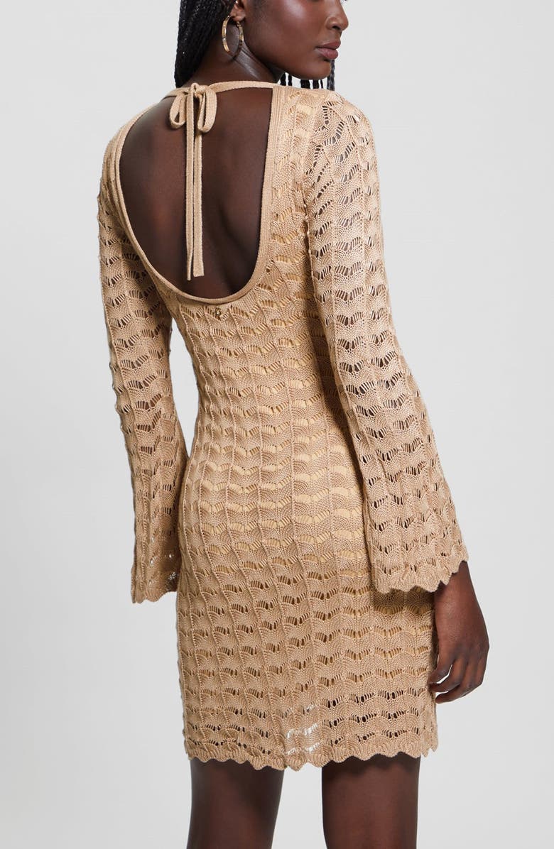 GUESS Solano Pointelle Sweater Dress, Alternate, color, Rust