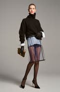 TOM FORD Glass Tech Leather Midi Skirt