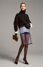 TOM FORD Glass Tech Leather Midi Skirt