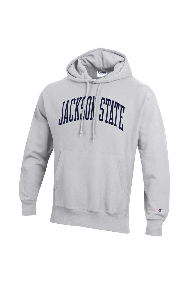 Men's Champion Gray Jackson State Tigers Tall Arch Pullover Hoodie, Alternate, color, Gray