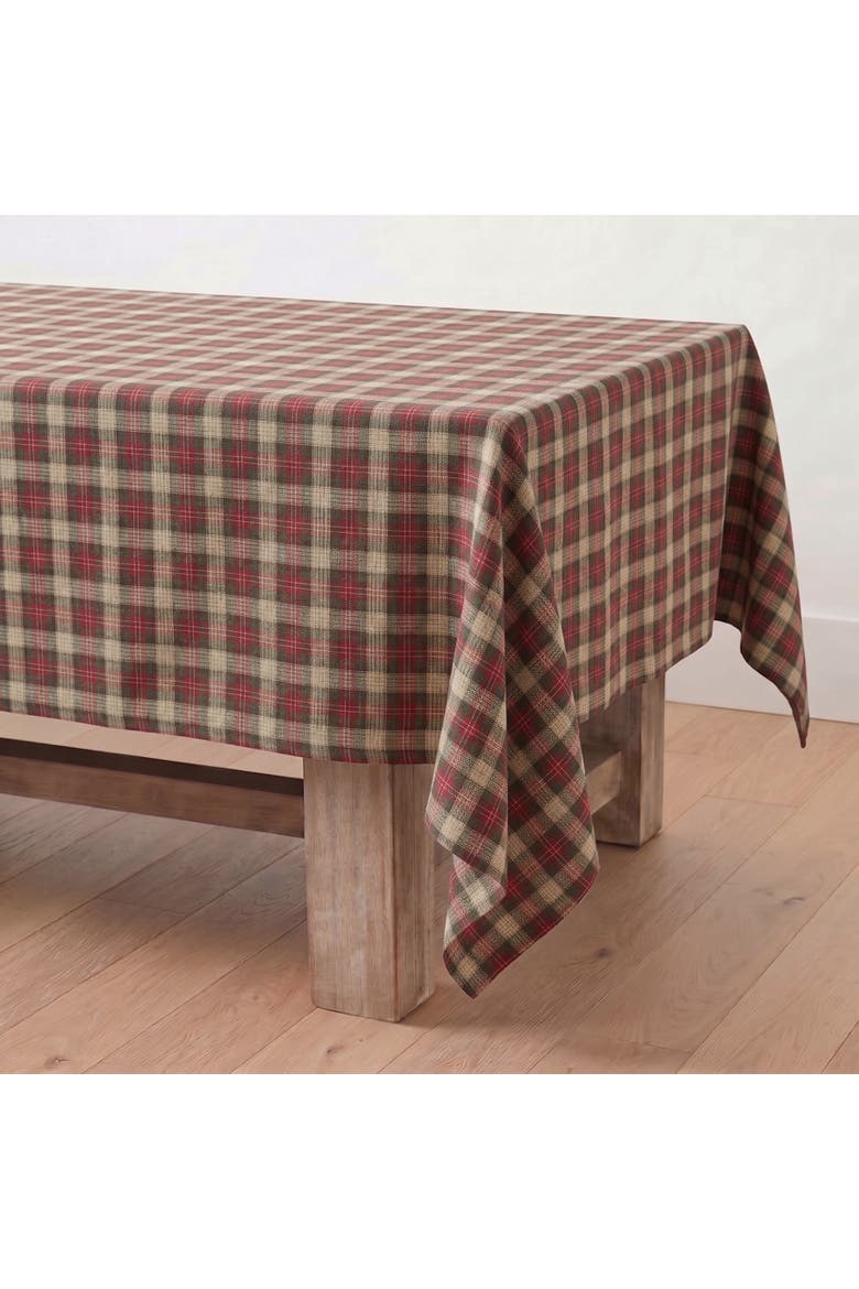 Linen Tablecloth - Hunter's Plaid, Alternate, color, Brown