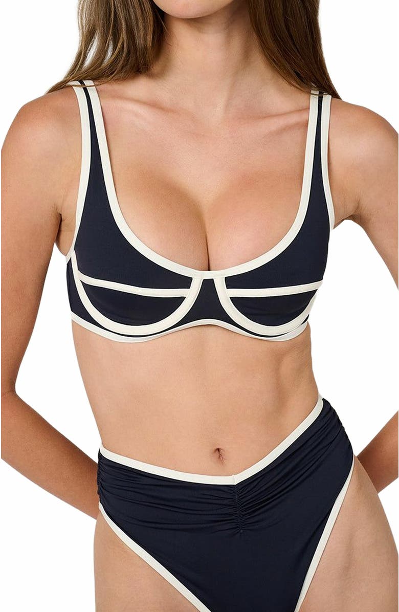 WeWoreWhat Scoop Underwire Top, Alternate, color, Dk Navy/Offwh