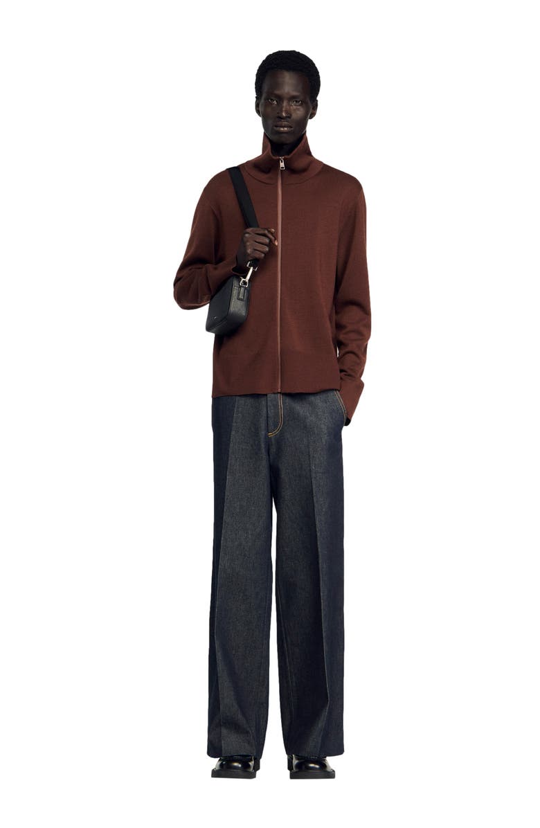 SANDRO Wool trucker jacket, Main, color, Chocolate