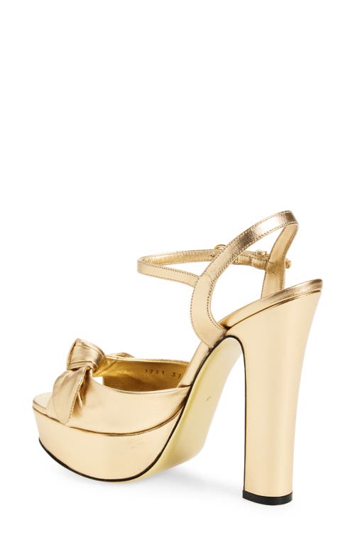 Dolce & Gabbana Knotted Metallic Leather Platform Sandals In Gold