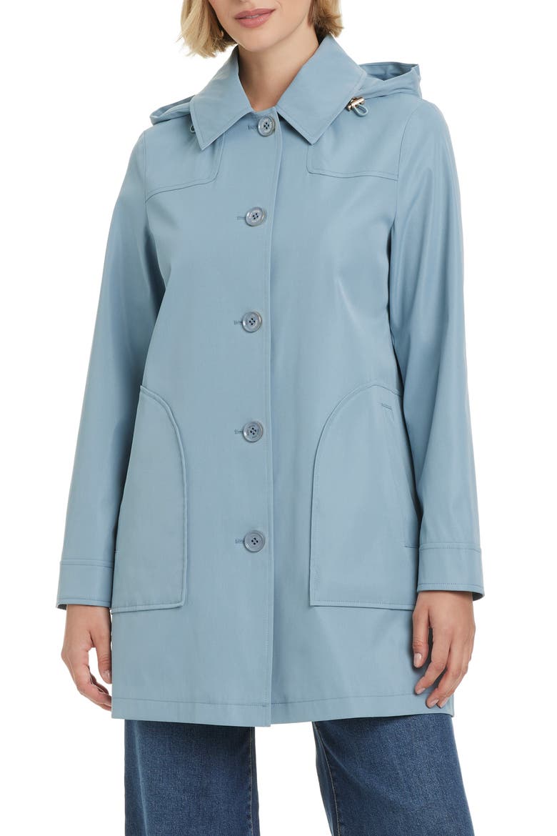 Water Resistant Coat with Removable Hood, Main, color, SWORDFISH