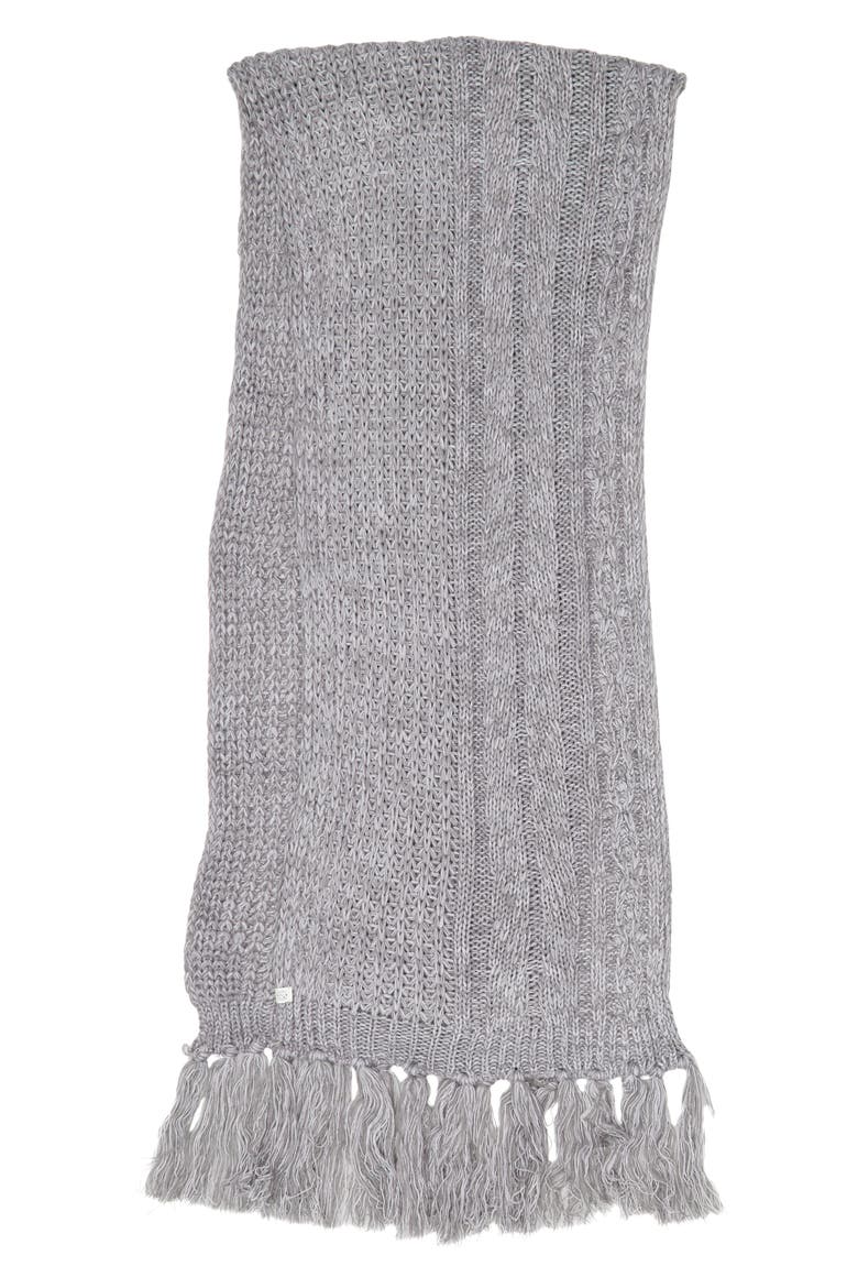 Fringe Cable Knit Scarf, Alternate, color, GREY MONUMENT COMBO