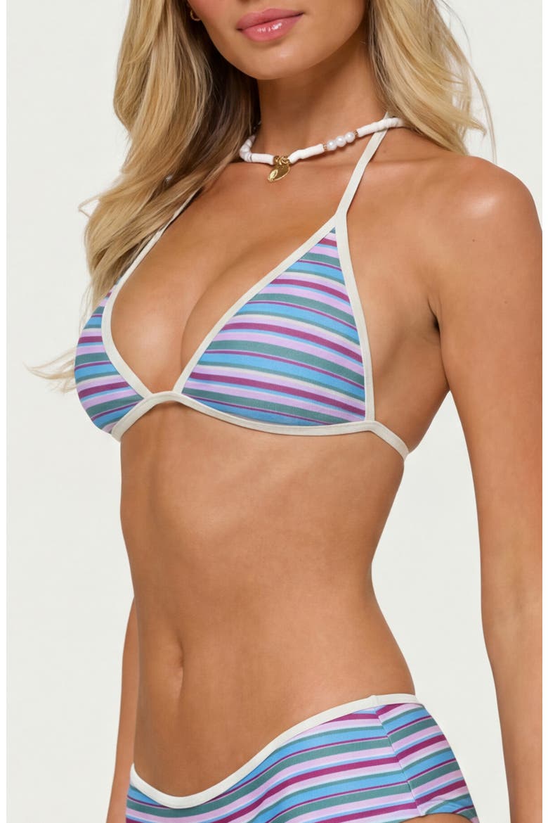 Carlota Stripe Triangle Bikini Top, Alternate, color, MIX