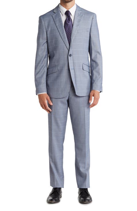 Hoxton Blue Windowpane Two-Button Notch Lapel Suit