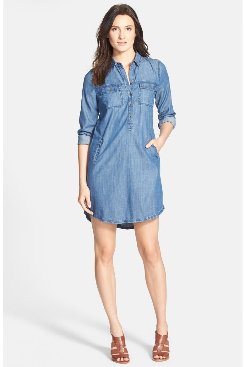 The Fisher Project Classic Collar Chambray Shirtdress, Main, color, DENIM