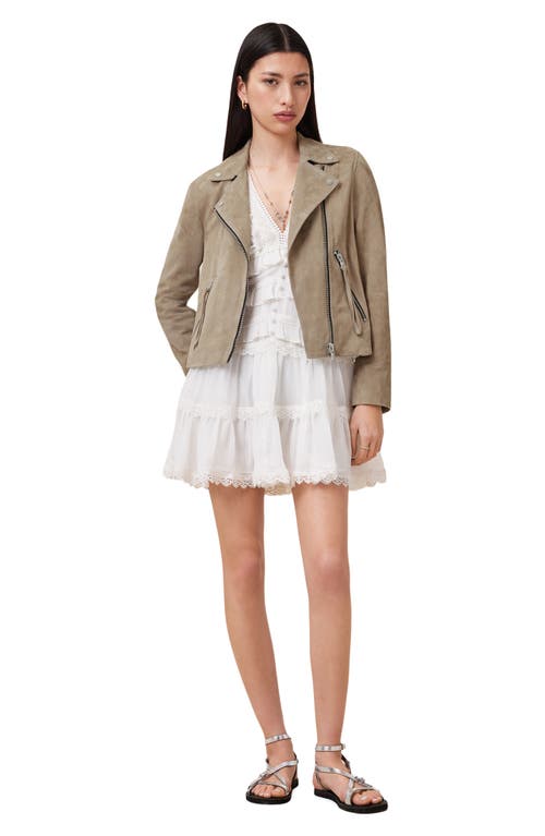 Allsaints Dalby Suede Moto Jacket In Brown