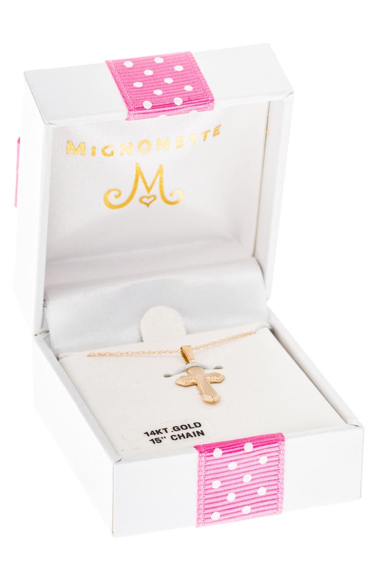 Mignonette 14k Gold Cross Necklace, Alternate, color, Gold