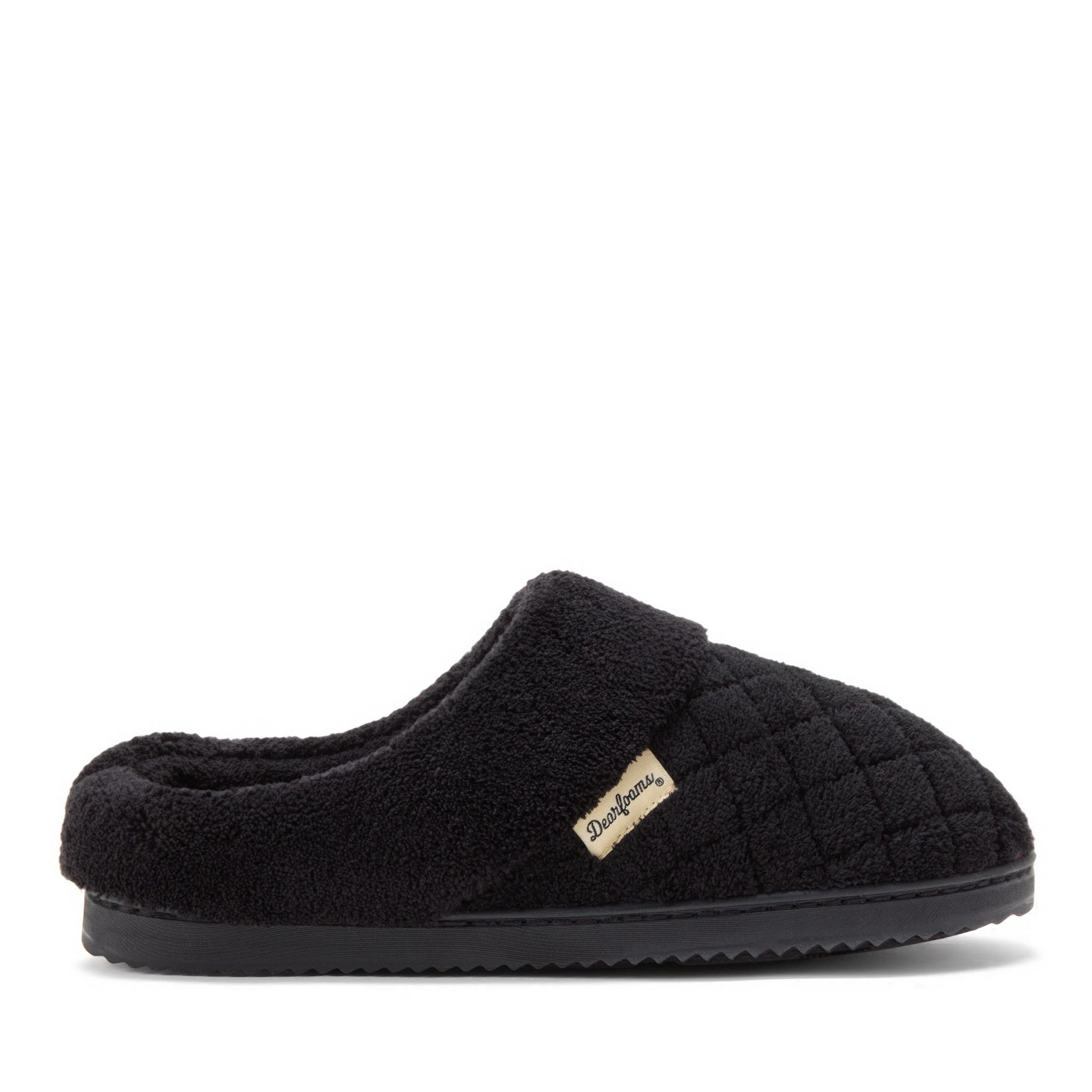 DEARFOAMS Libby Quilted Terry Clog Slipper, Alternate, color, Black