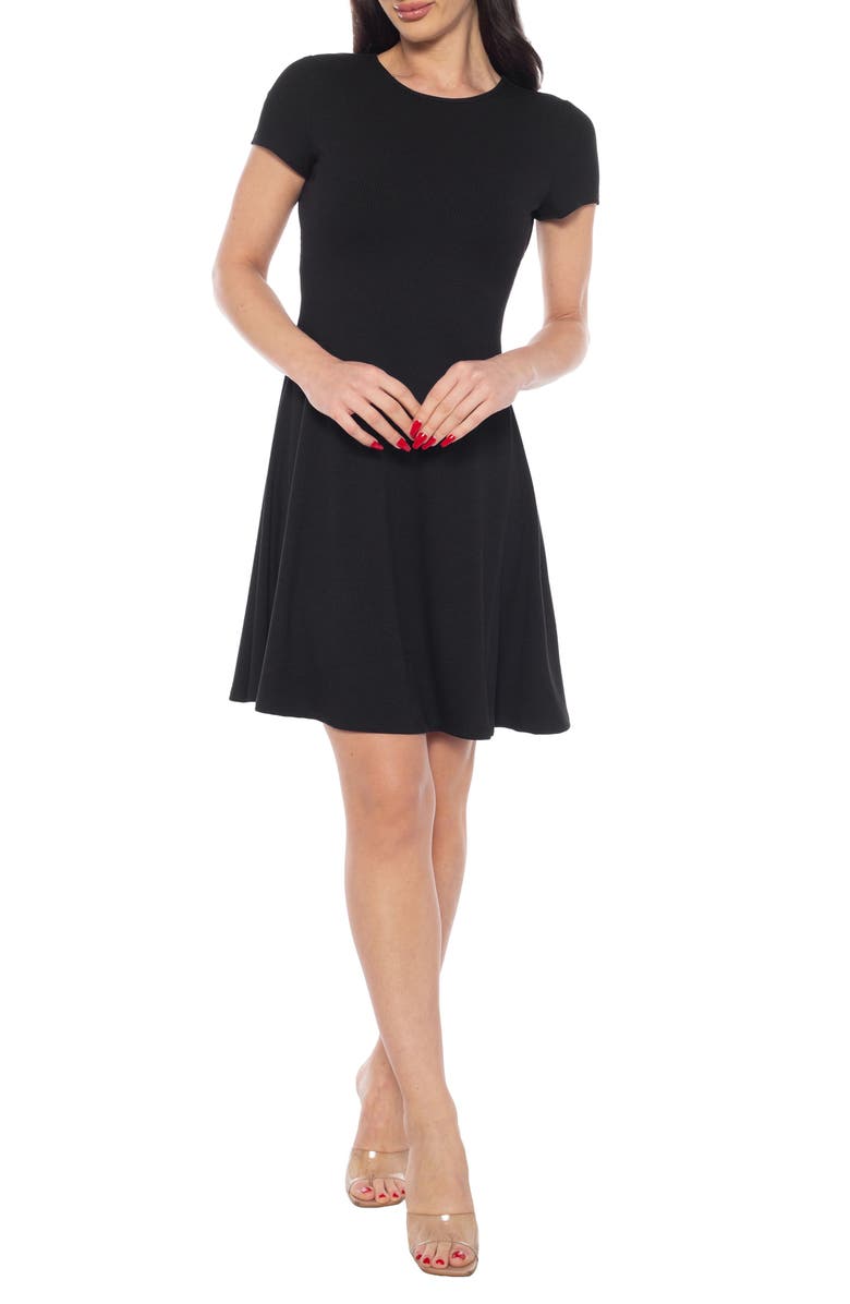 bebe Rib T-Shirt Minidress, Main, color, Black