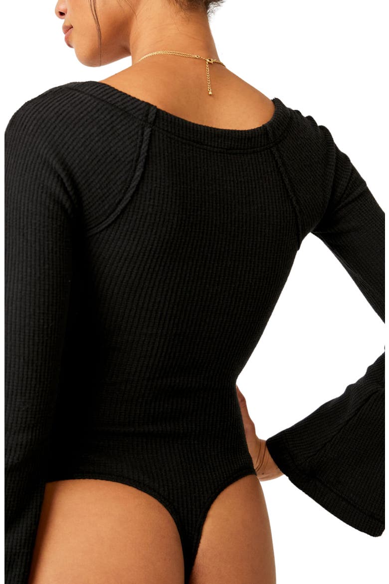 On a Cloud Long Sleeve Bodysuit, Alternate, color, BLACK