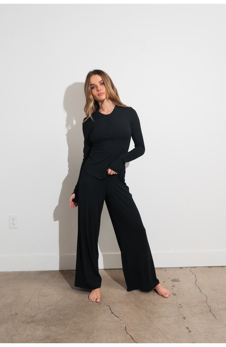 Vitality Float Rib Henley Top, Alternate, color, Midnight