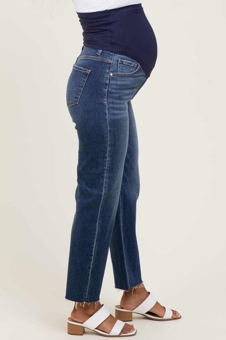 Raw Hem Ankle Straight Leg Maternity Jeans, Alternate, color, Navy Blue