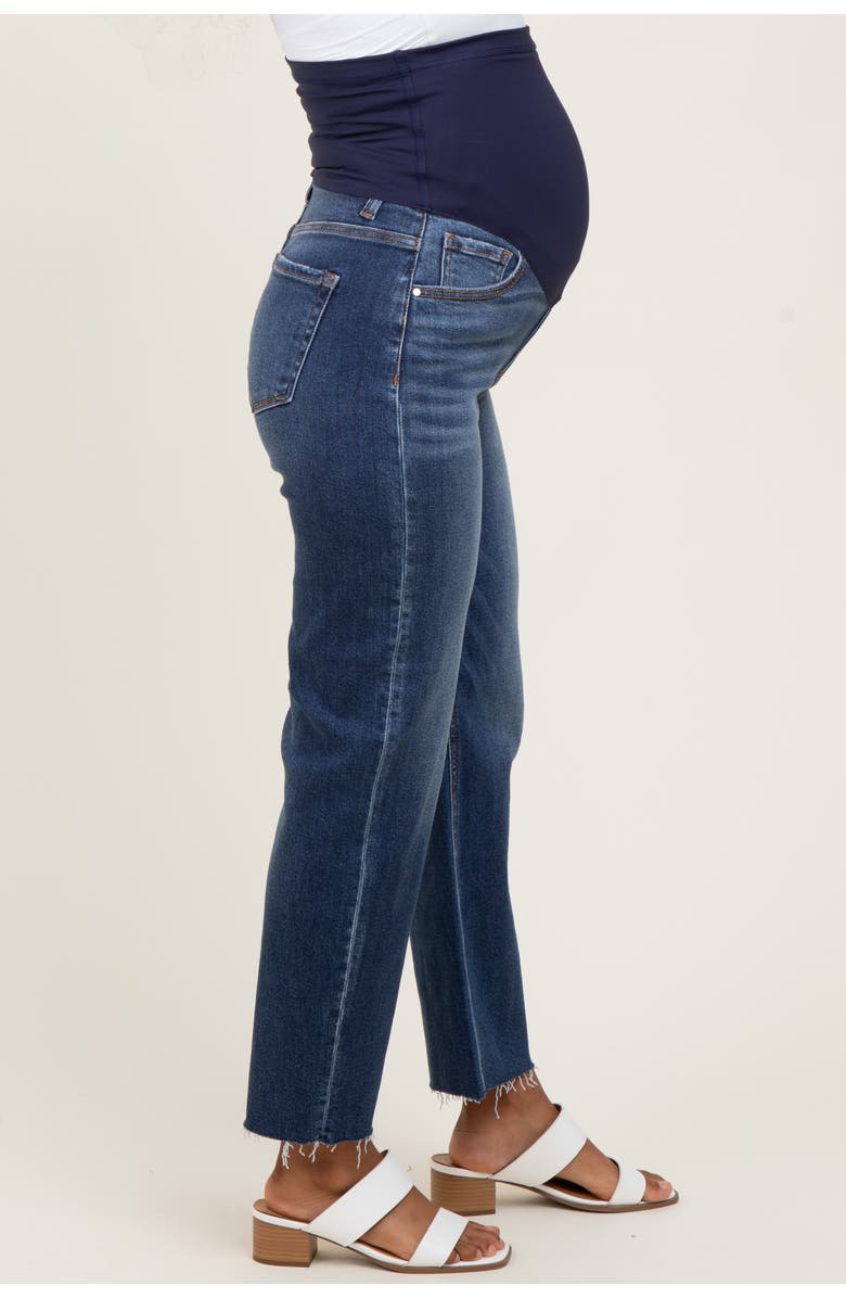PinkBlush Raw Hem Ankle Straight Leg Maternity Jeans, Alternate, color, Navy Blue