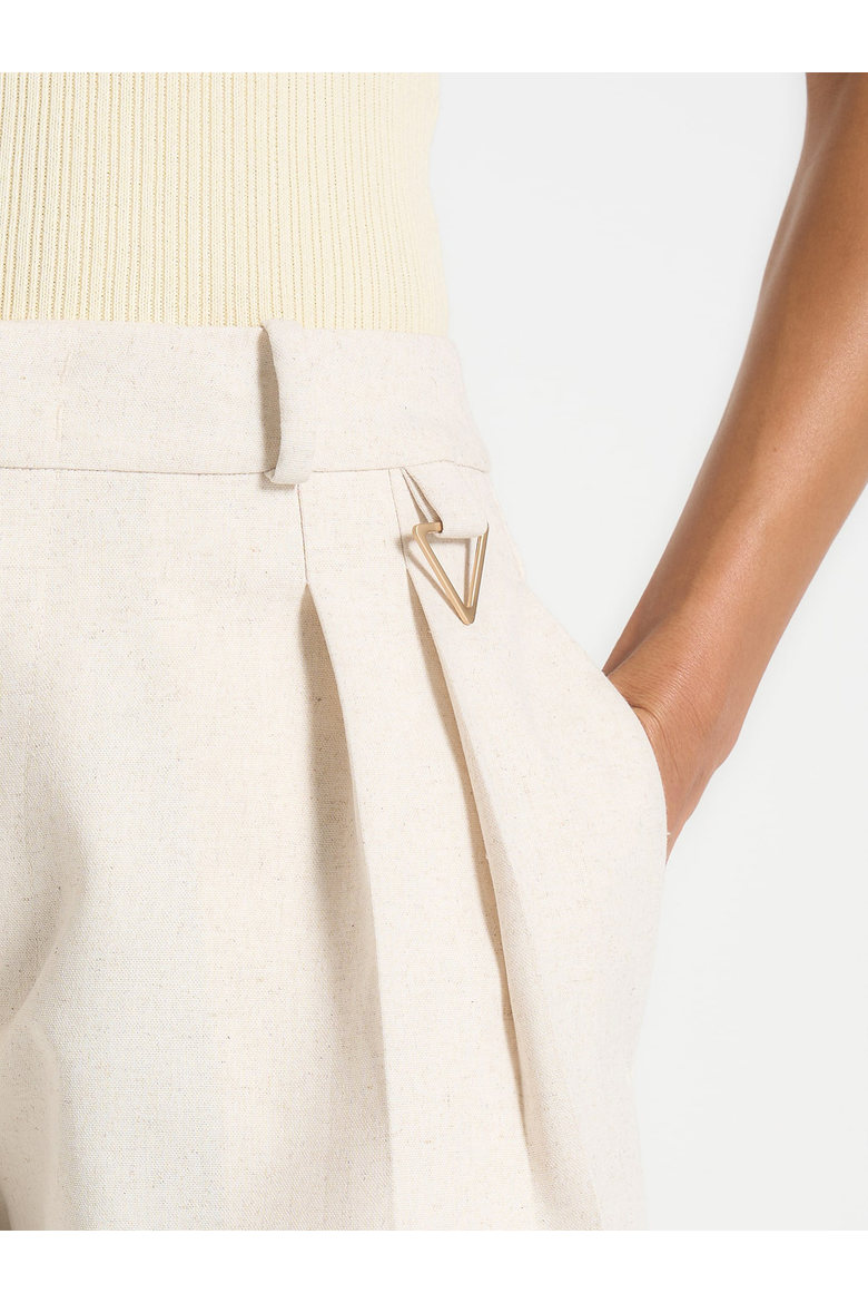 Julie Linen  Pleat Trousers, Alternate, color, Natural