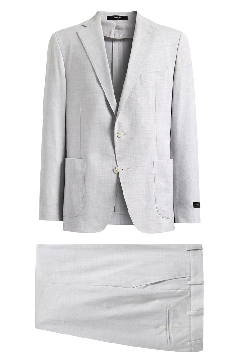 Icon Relaxed Fit Grey Mélange Wool & Cotton Blend Suit, Main, color, PEARL GREY