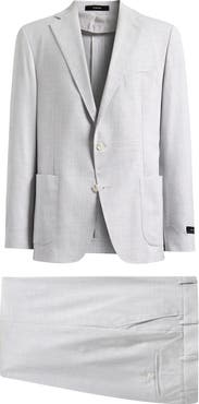 Vince Icon Relaxed Fit Grey Mélange Wool & Cotton Blend Suit