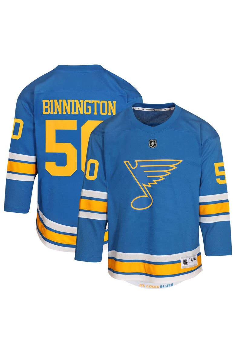 Youth Jordan Binnington Blue St. Louis Blues Home Replica Player Jersey, Main, color, Blue