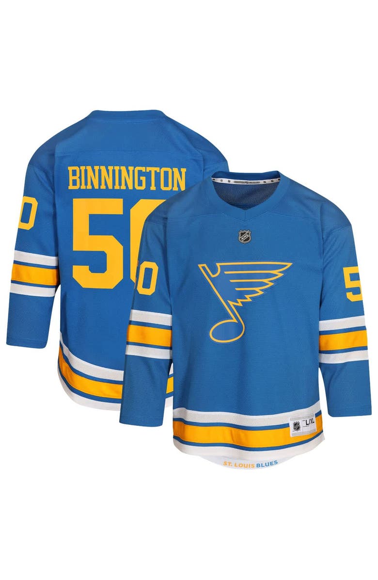Outerstuff Youth Jordan Binnington Blue St. Louis Blues Home Replica Player Jersey, Main, color, Blue