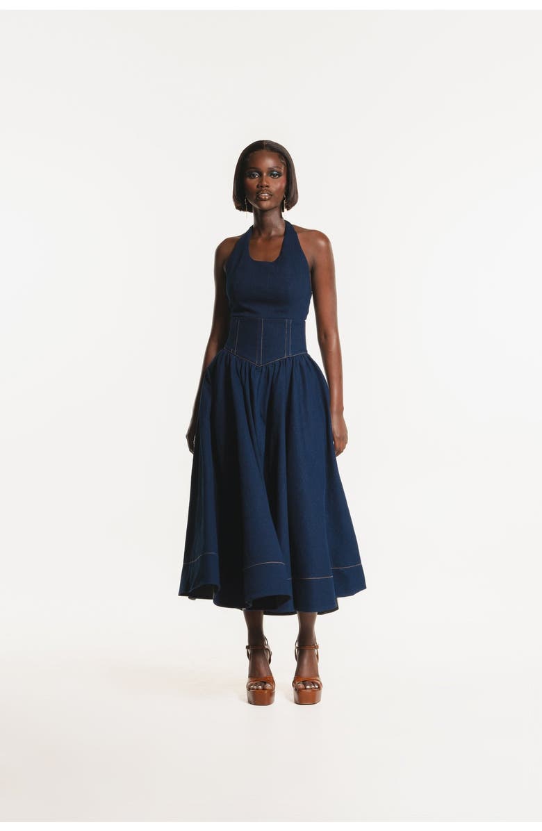 OFUURE Denim Diane Midi Dress, Alternate, color, Denim Blue