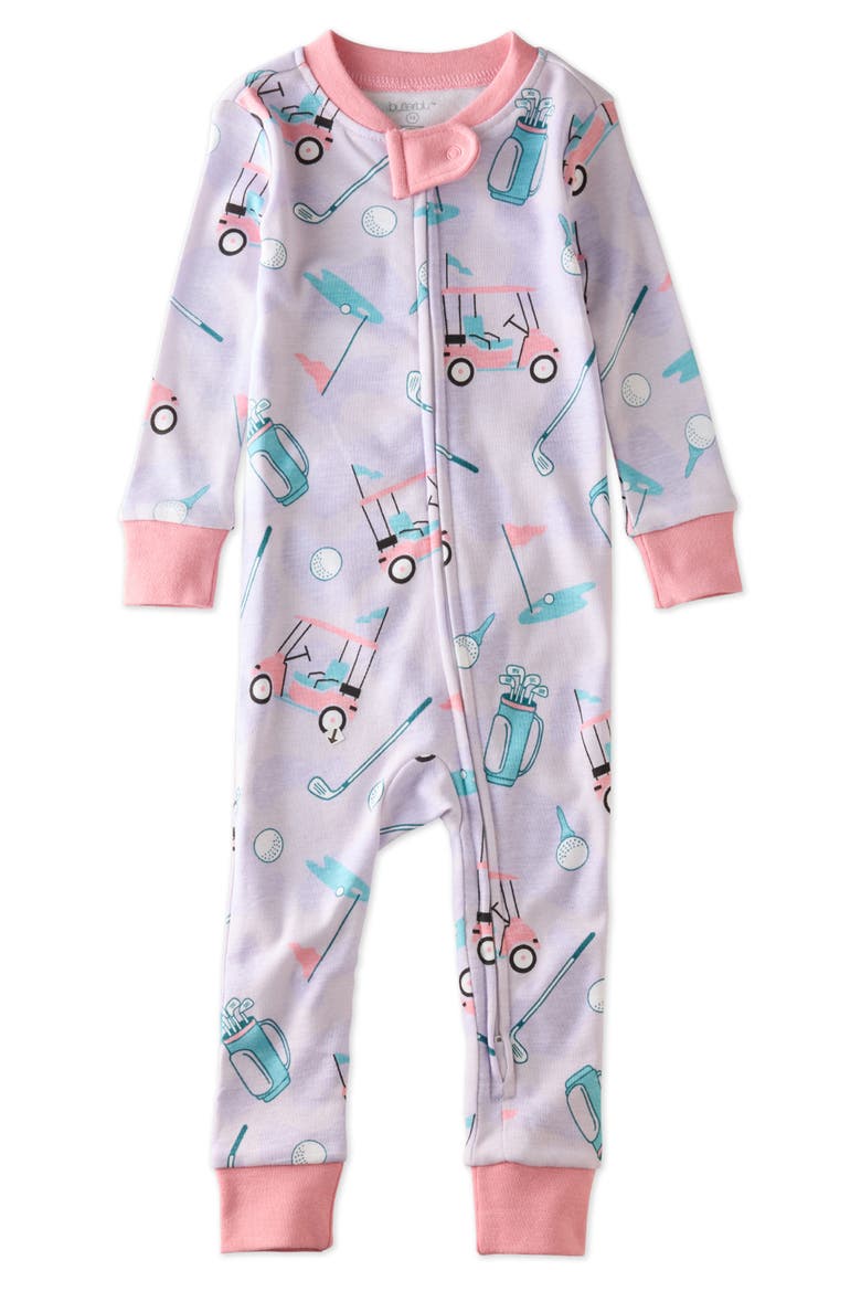Shawn Footless Organic Cotton One-Piece Pajamas, Main, color, LITTLE GOLFER PURPLE