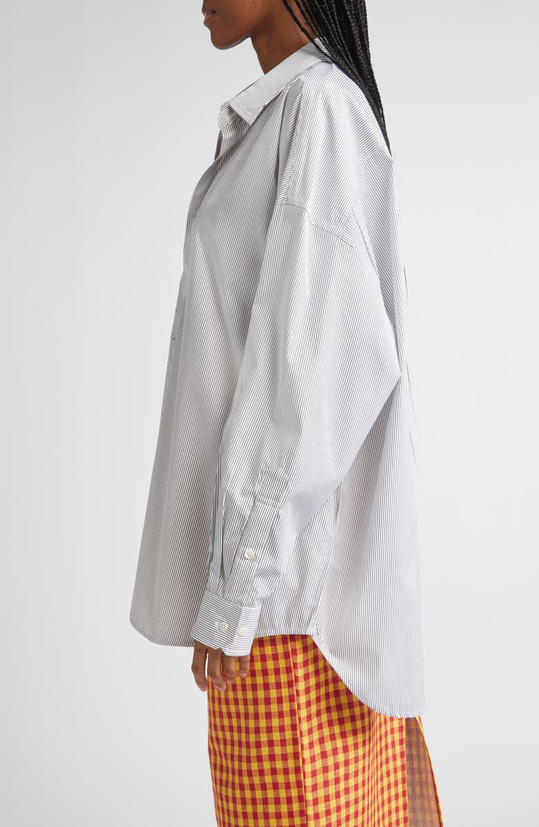 ZANKOV Raiven Sequin Embellished Stripe Button-Up Shirt, Alternate, color, Black/ White