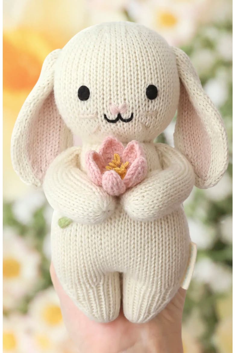 Baby Bunny with Flower Cotton Stuffed Animal, Alternate, color, BEIGE