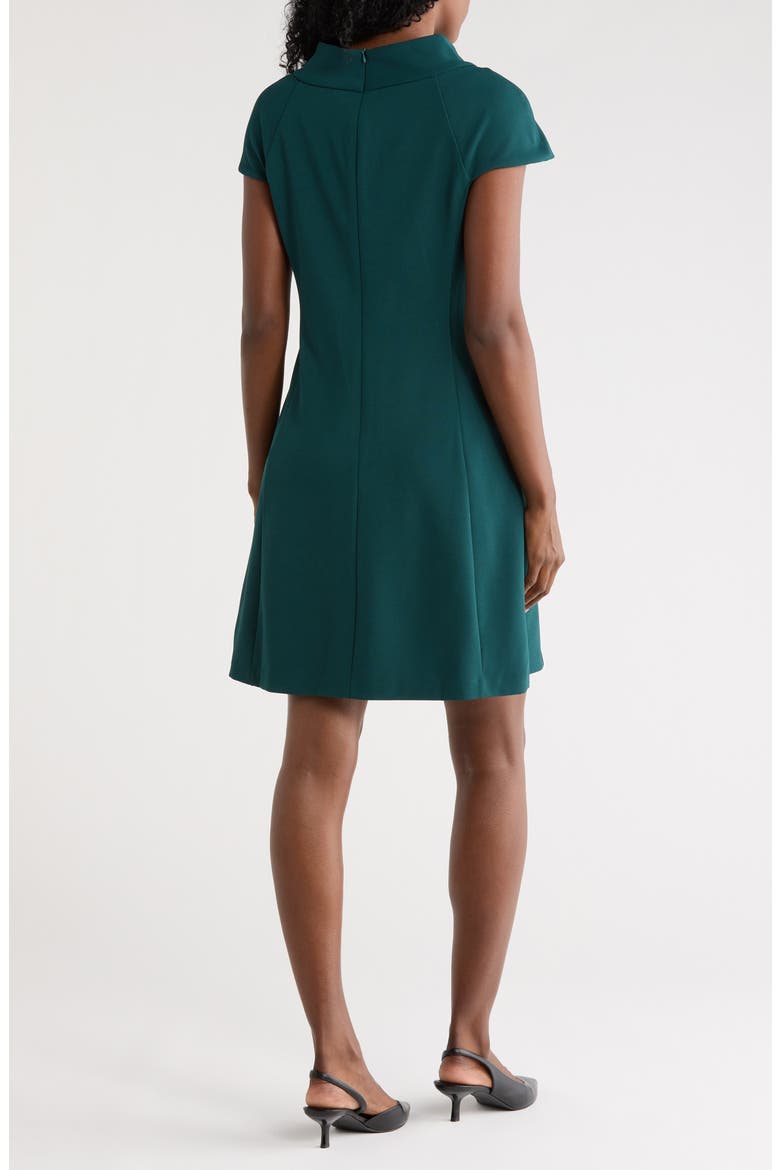 Mock Neck Cap Sleeve A-Line Dress, Alternate, color, HUNTER