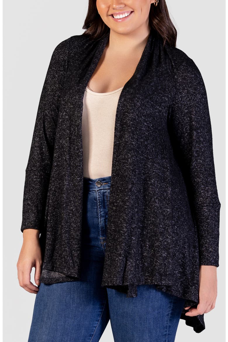 Open Front Waterfall Cardigan, Alternate, color, BLACK