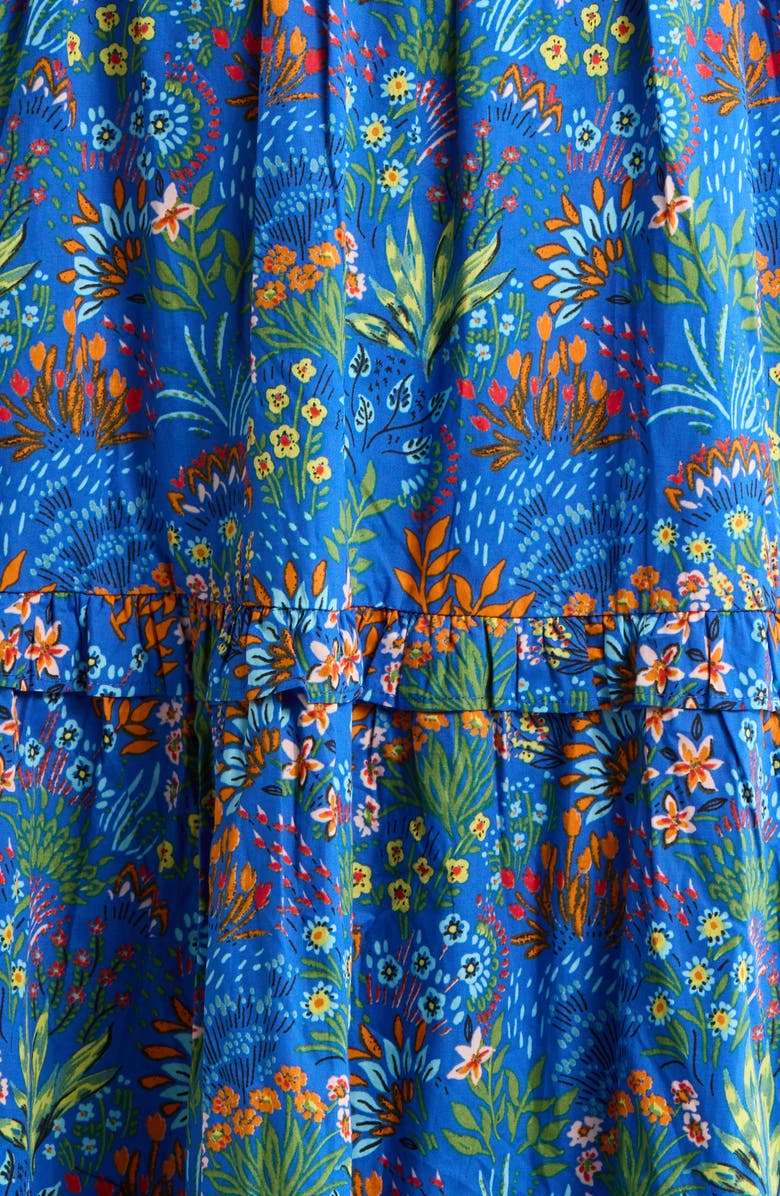 SUGARLIPS Ruy Floral Palmer Tiered Cotton Maxi Dress, Alternate, color, Blue