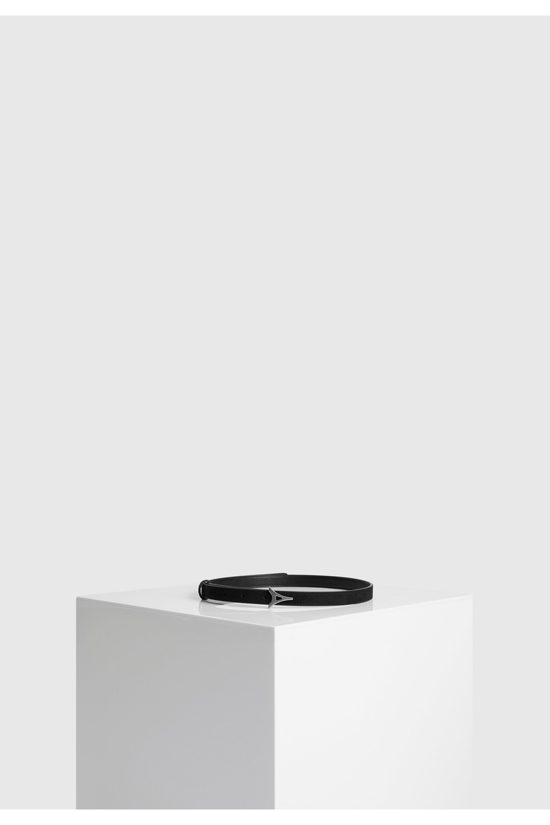 Leonie Slim Suede Belt With Gold Hardware, Alternate, color, Black