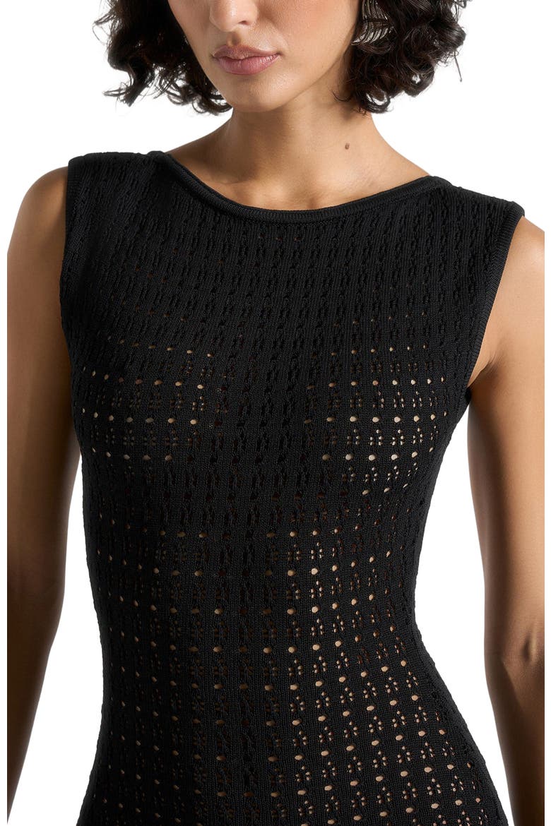 Keyla Pointelle Mini Dress With Belt, Alternate, color, Black