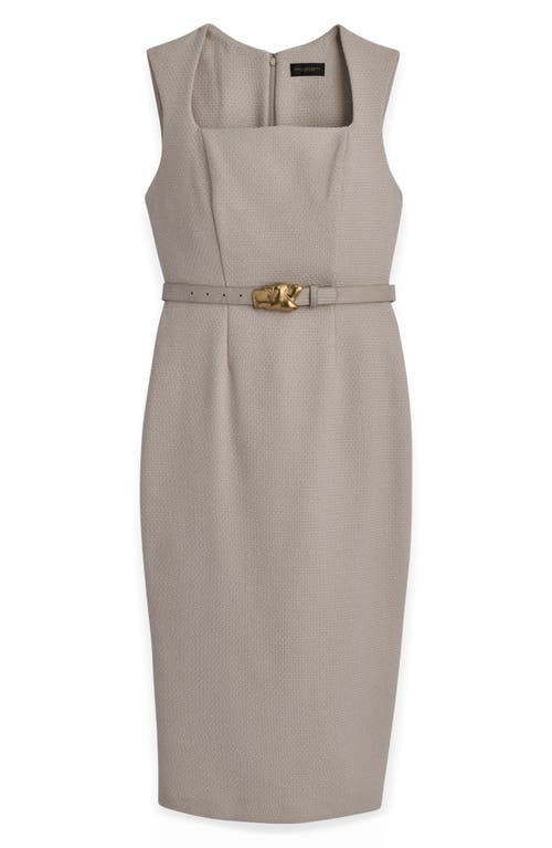 Donna Karan New York Belted Sheath Dress In Dark Clay Cream