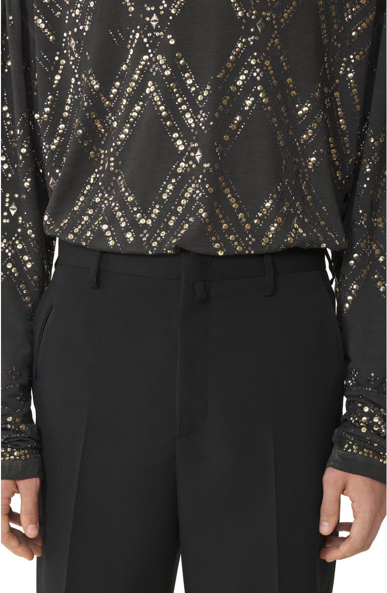 Lanvin Straight-Leg Wool Pants, Alternate, color, Black