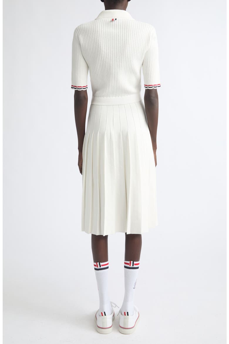 Pointelle Rib Stitch Polo Dress, Alternate, color, WHITE