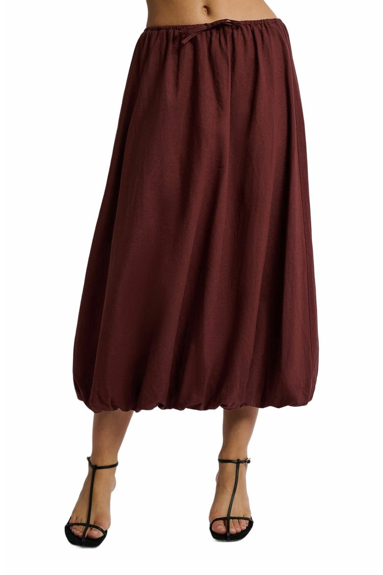 Air Linen Bubble Maxi Skirt, Alternate, color, RUM