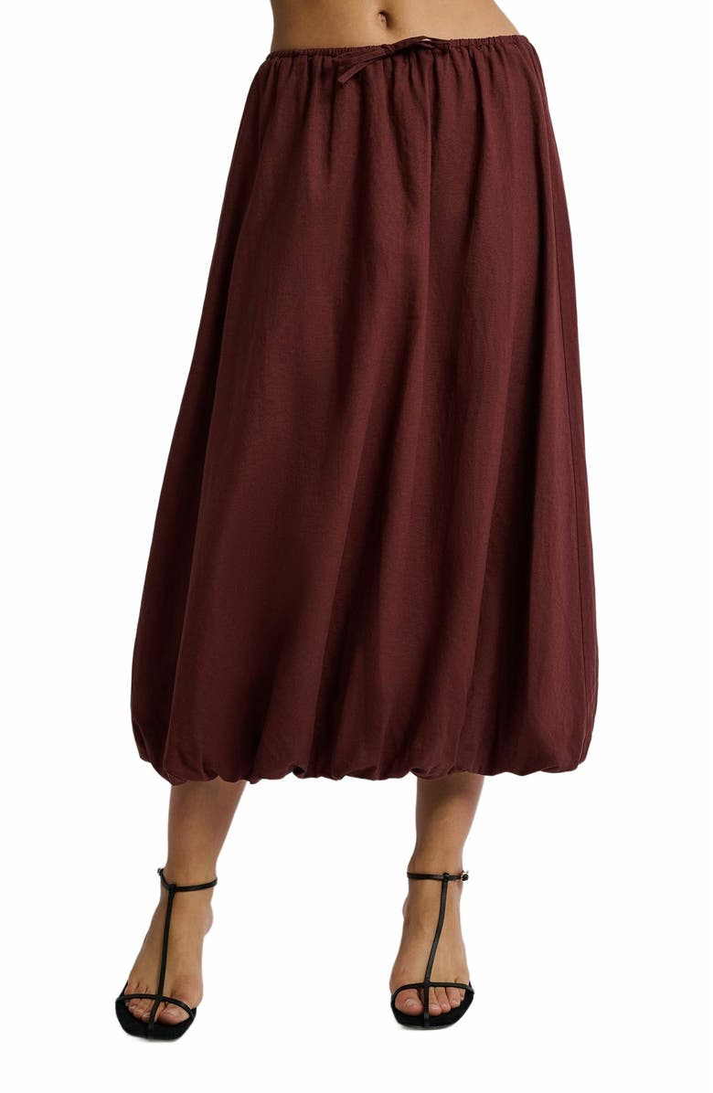 Onia Air Linen Bubble Maxi Skirt, Alternate, color, Rum