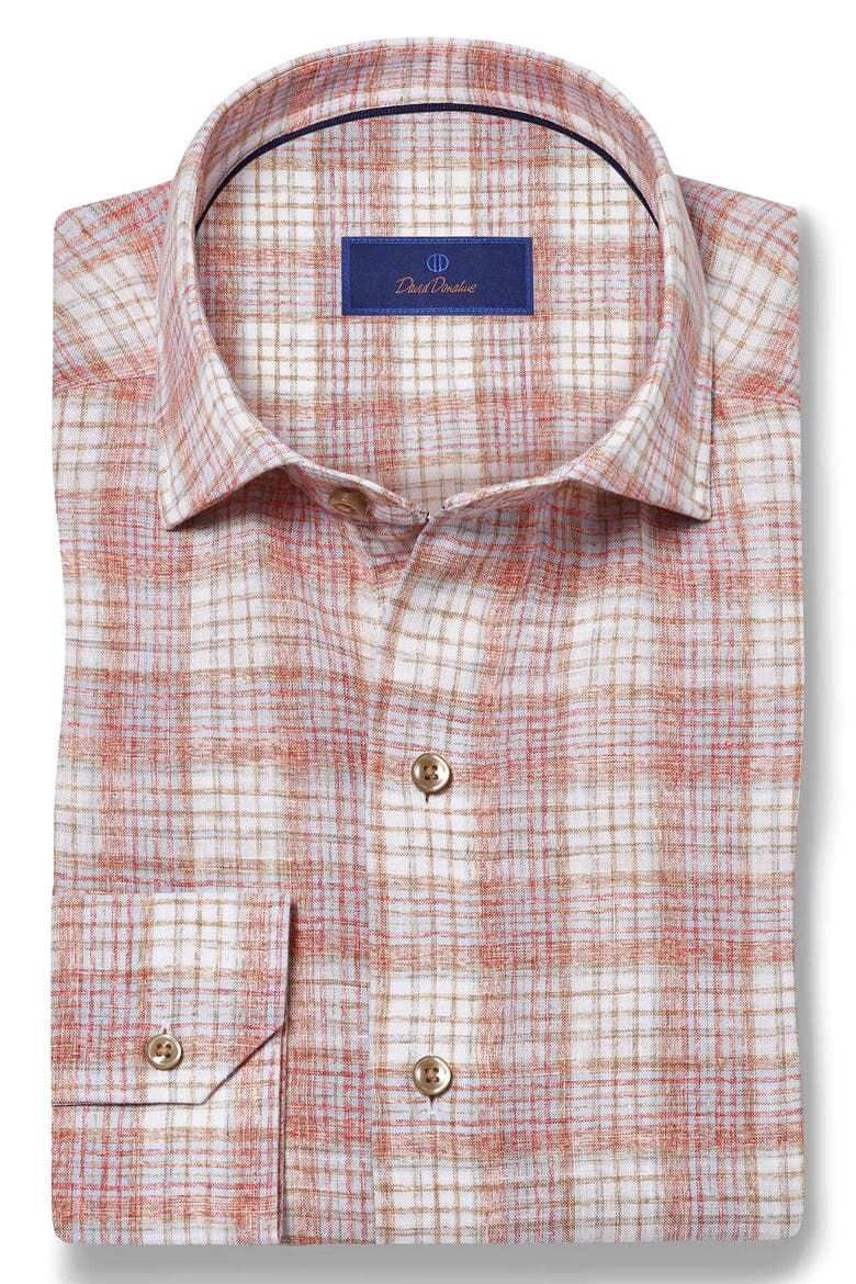 Linen Check Sport Shirt, Alternate, color, RED/ MULTI