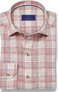 David Donahue Linen Check Sport Shirt