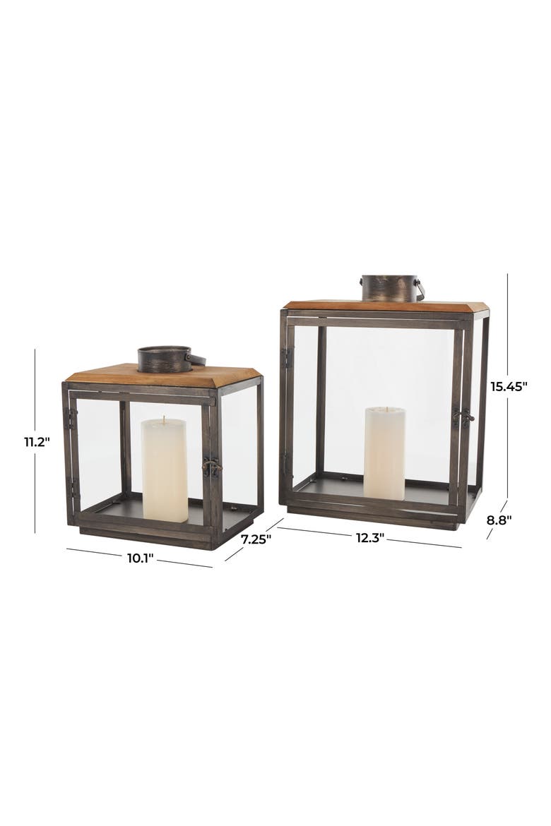 Set of 2 Lantern Candleholders, Alternate, color, DARK GRAY