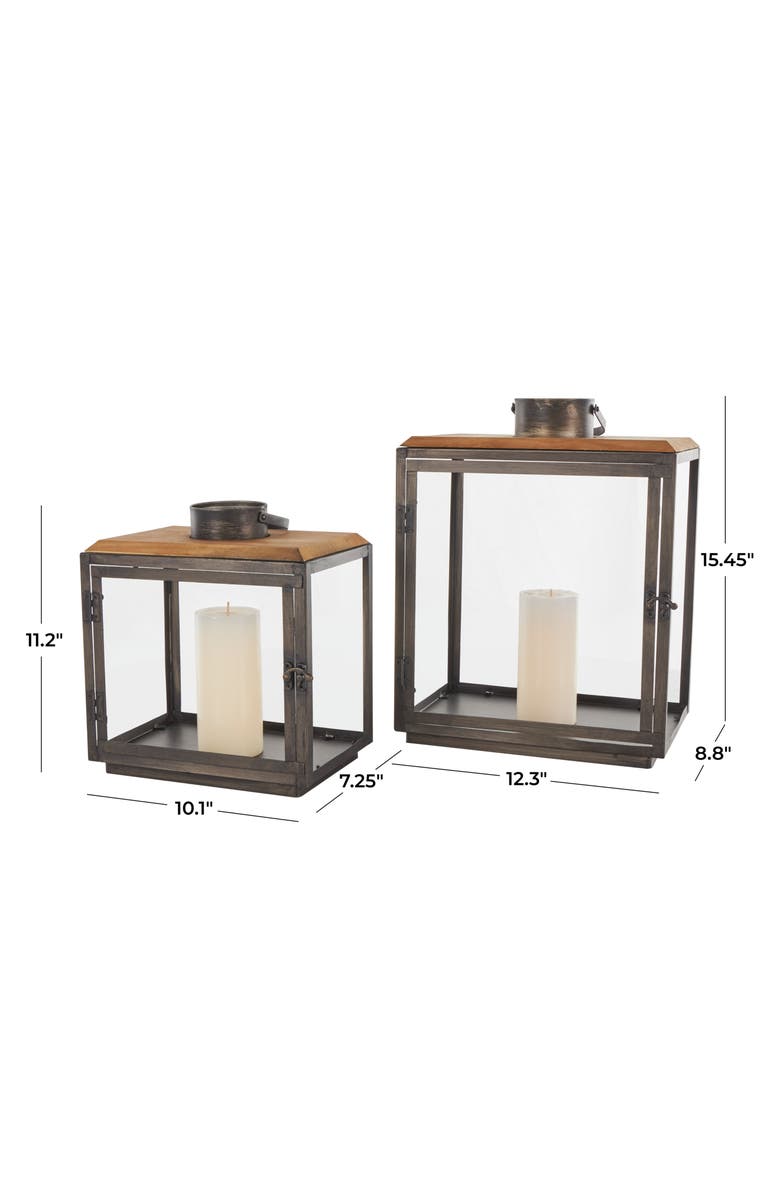 GINGER BIRCH STUDIO Set of 2 Lantern Candleholders, Alternate, color, Dark Gray